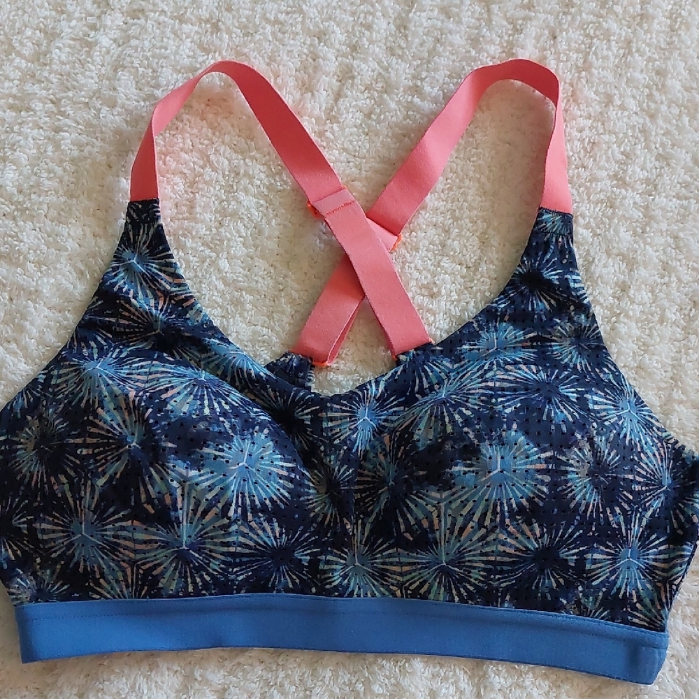 Victoria Secret Colorful Sports Bra with Peachy Pink  Colored Straps❤️ 34C
